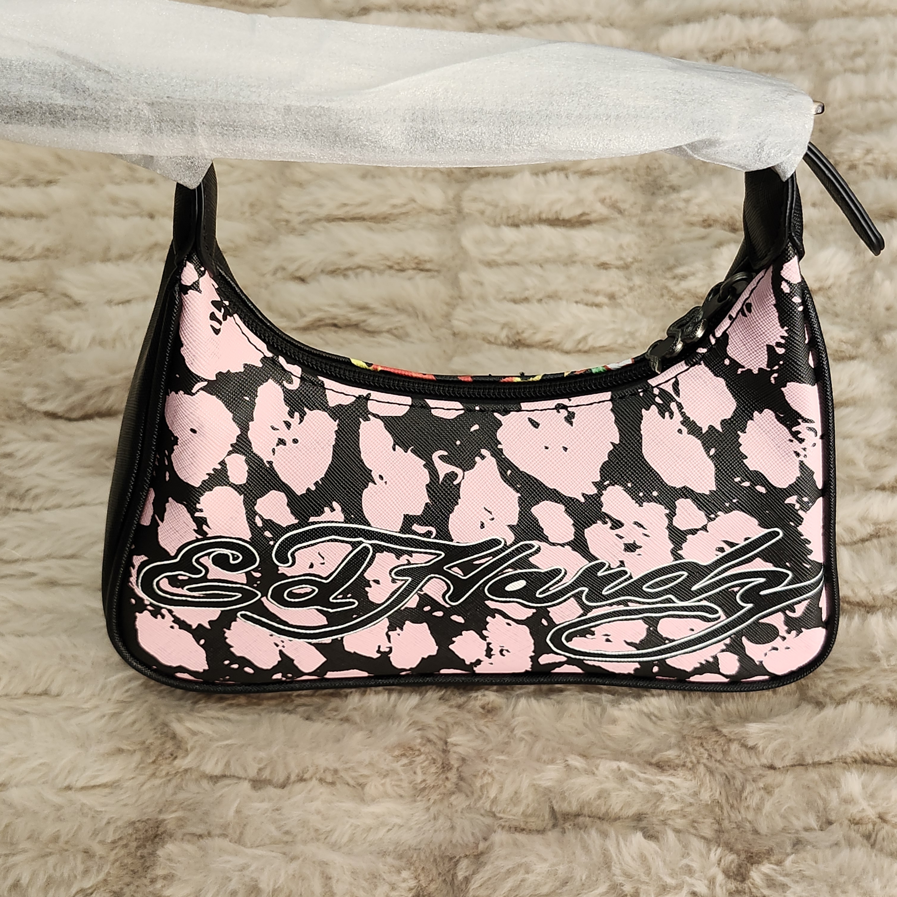 Nwt Ed Hardy Black And Pink Shoulder Bag
